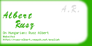 albert rusz business card